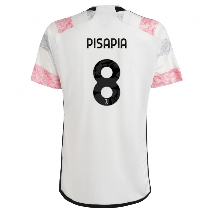 Mujer Fútbol Camiseta Luciano Pisapia #8 Blanco Rosa 2ª Equipación 2023/24 Perú