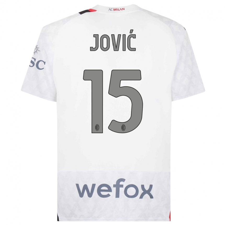 Mujer Fútbol Camiseta Luka Jovic #15 Blanco 2ª Equipación 2023/24 Perú