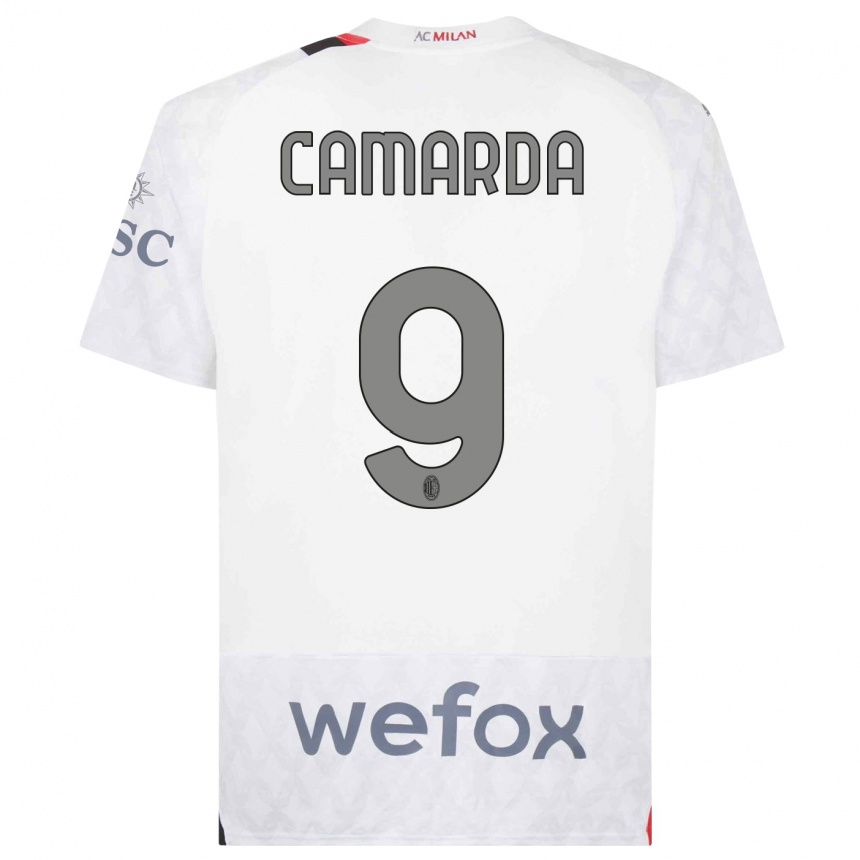 Mujer Fútbol Camiseta Francesco Camarda #9 Blanco 2ª Equipación 2023/24 Perú