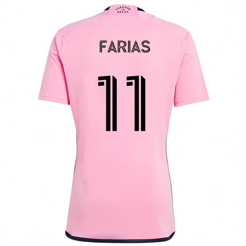 Niño Fútbol Camiseta Facundo Farías #11 Rosa 1ª Equipación 2024/25 Perú