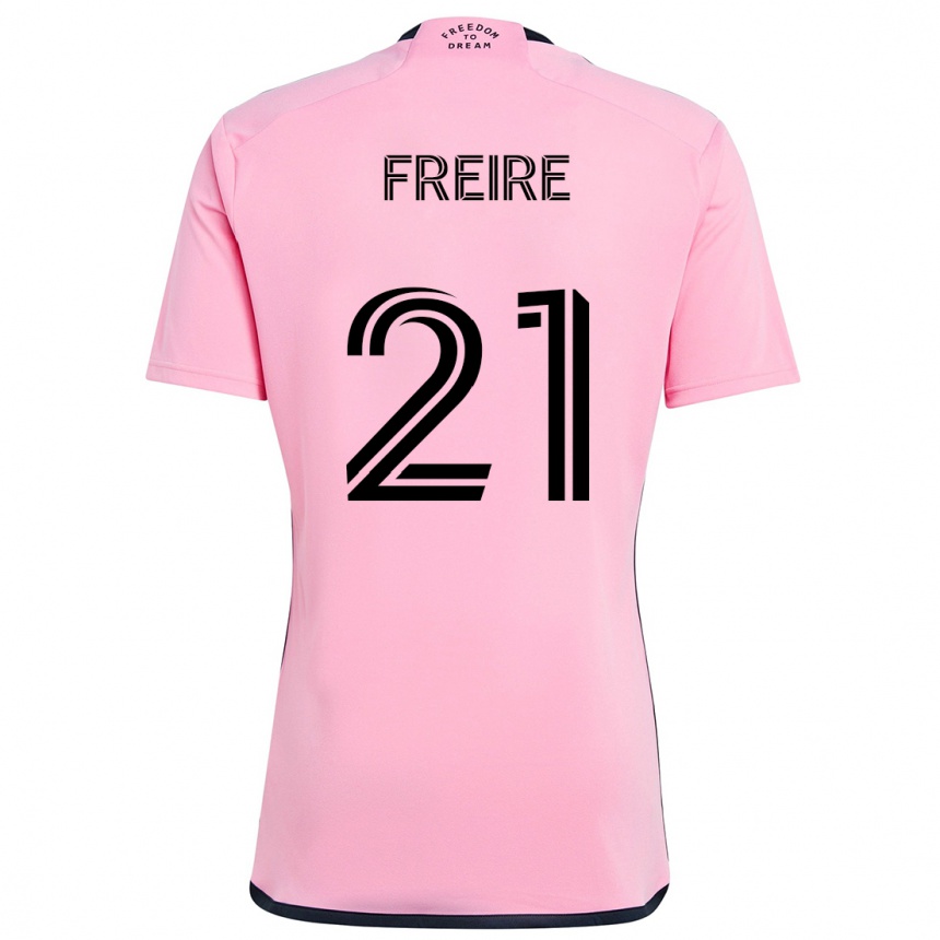 Niño Fútbol Camiseta Nicolas Freire #21 Rosa 1ª Equipación 2024/25 Perú