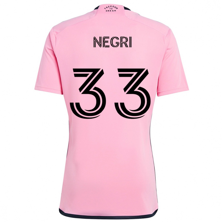 Niño Fútbol Camiseta Franco Negri #33 Rosa 1ª Equipación 2024/25 Perú