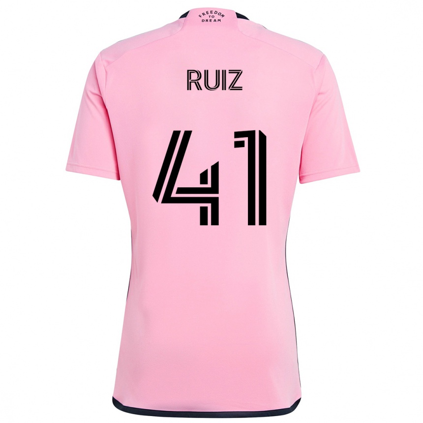 Niño Fútbol Camiseta David Ruíz #41 Rosa 1ª Equipación 2024/25 Perú