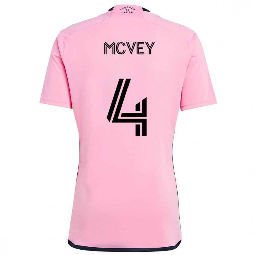 Niño Fútbol Camiseta Christopher Mcvey #4 Rosa 1ª Equipación 2024/25 Perú