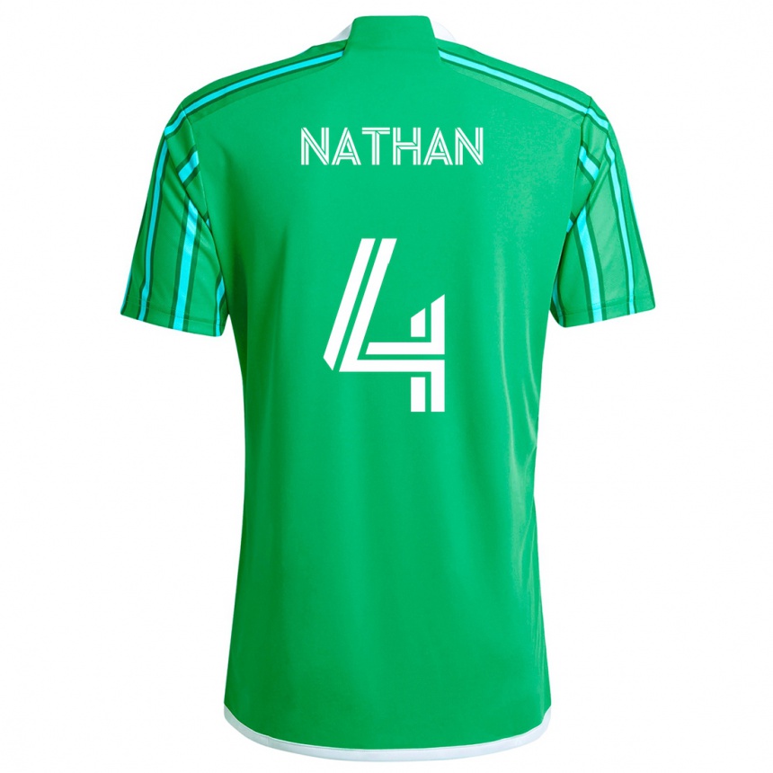 Niño Fútbol Camiseta Nathan #4 Verde Blanco 1ª Equipación 2024/25 Perú