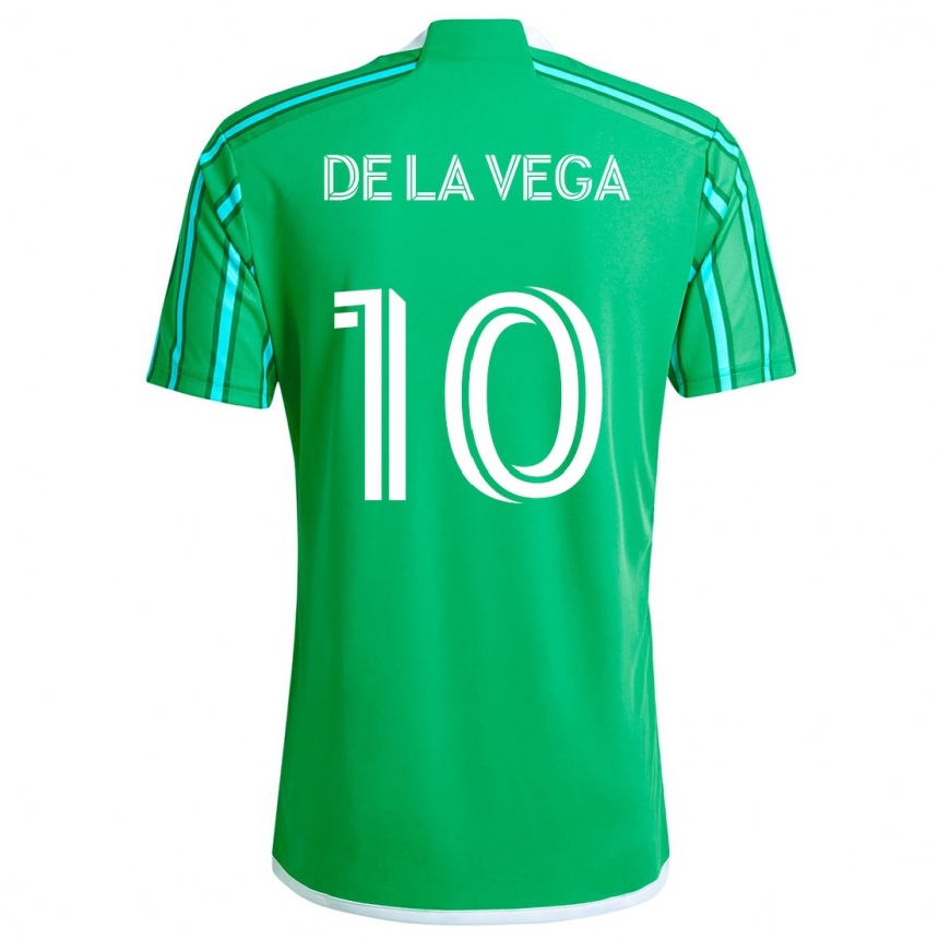 Niño Fútbol Camiseta Pedro De La Vega #10 Verde Blanco 1ª Equipación 2024/25 Perú