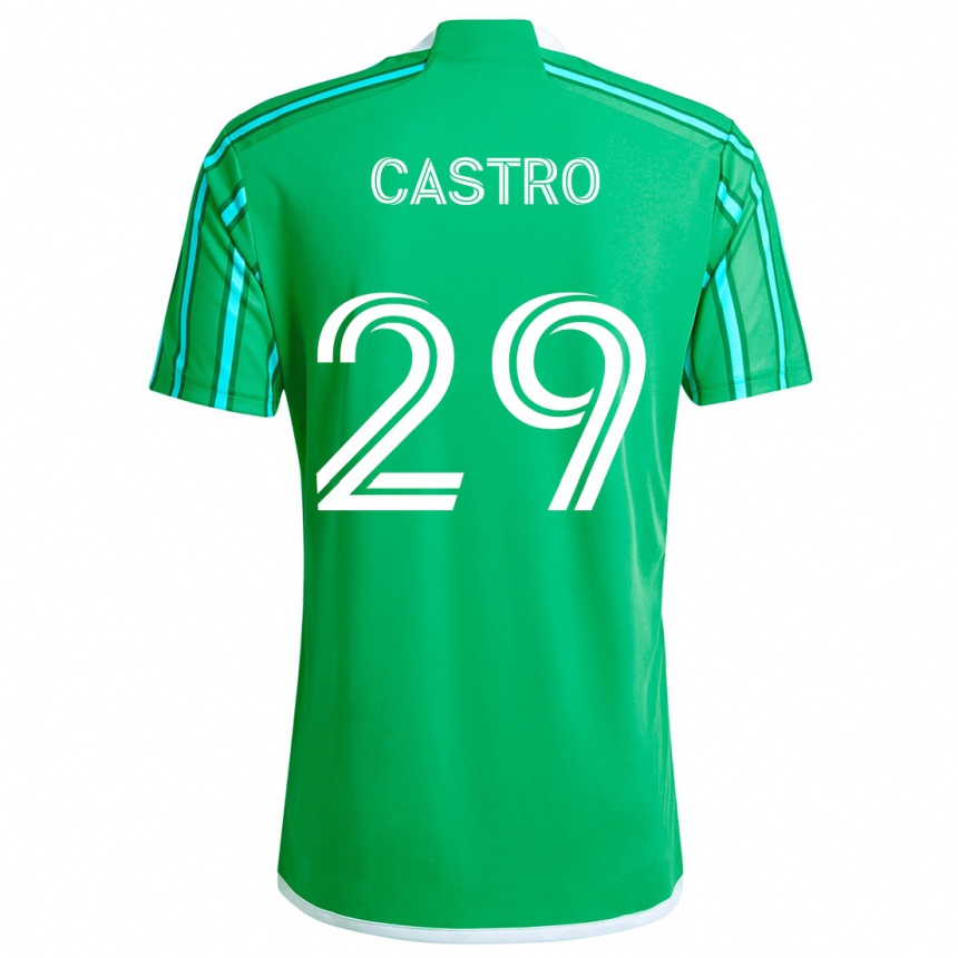 Niño Fútbol Camiseta Jacob Castro #29 Verde Blanco 1ª Equipación 2024/25 Perú