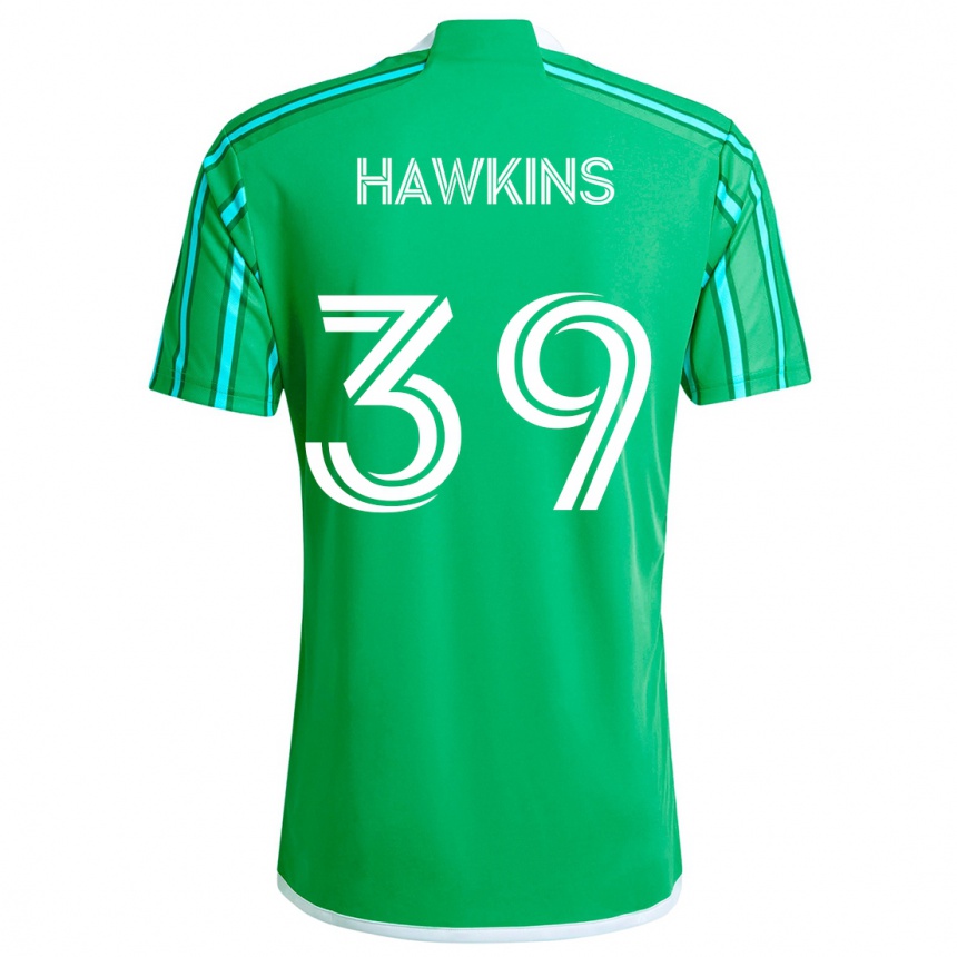 Niño Fútbol Camiseta Stuart Hawkins #39 Verde Blanco 1ª Equipación 2024/25 Perú