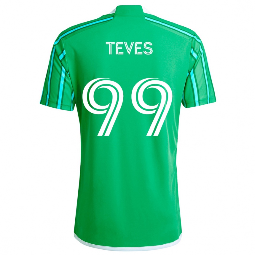 Niño Fútbol Camiseta Dylan Teves #99 Verde Blanco 1ª Equipación 2024/25 Perú