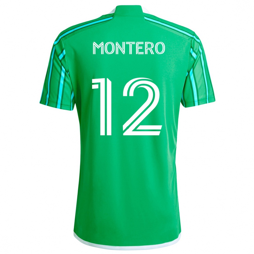 Niño Fútbol Camiseta Fredy Montero #12 Verde Blanco 1ª Equipación 2024/25 Perú