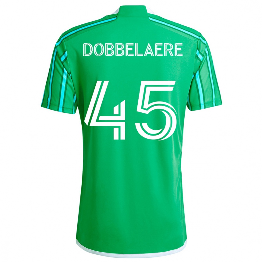 Niño Fútbol Camiseta Ethan Dobbelaere #45 Verde Blanco 1ª Equipación 2024/25 Perú