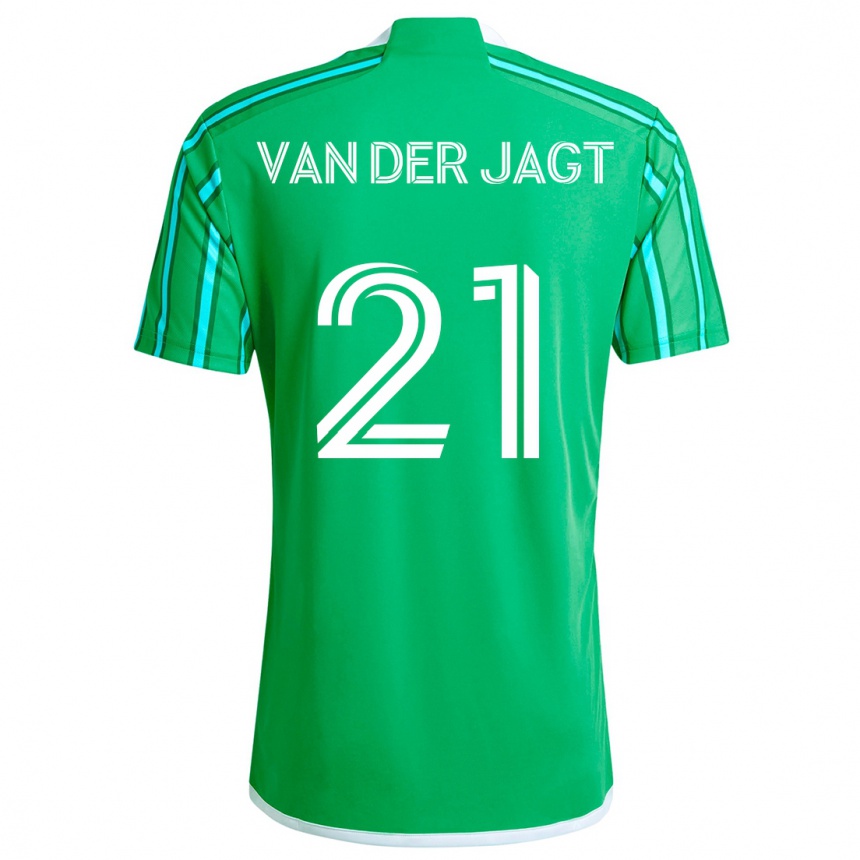 Niño Fútbol Camiseta Olivia Van Der Jagt #21 Verde Blanco 1ª Equipación 2024/25 Perú