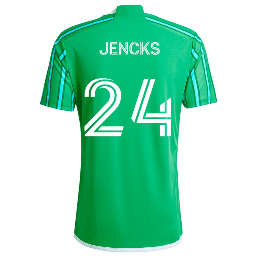 Niño Fútbol Camiseta India Jencks #24 Verde Blanco 1ª Equipación 2024/25 Perú