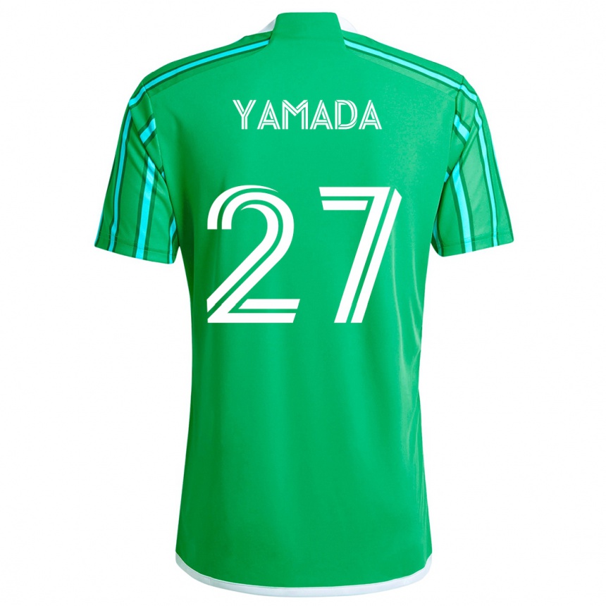 Niño Fútbol Camiseta Hikari Yamada #27 Verde Blanco 1ª Equipación 2024/25 Perú