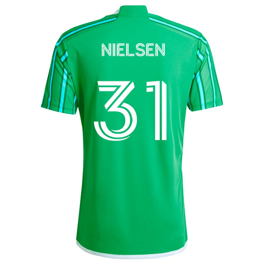 Niño Fútbol Camiseta Madeline Nielsen #31 Verde Blanco 1ª Equipación 2024/25 Perú