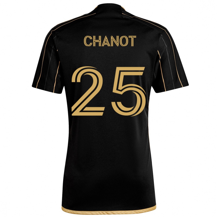 Niño Fútbol Camiseta Maxime Chanot #25 Oro Negro 1ª Equipación 2024/25 Perú