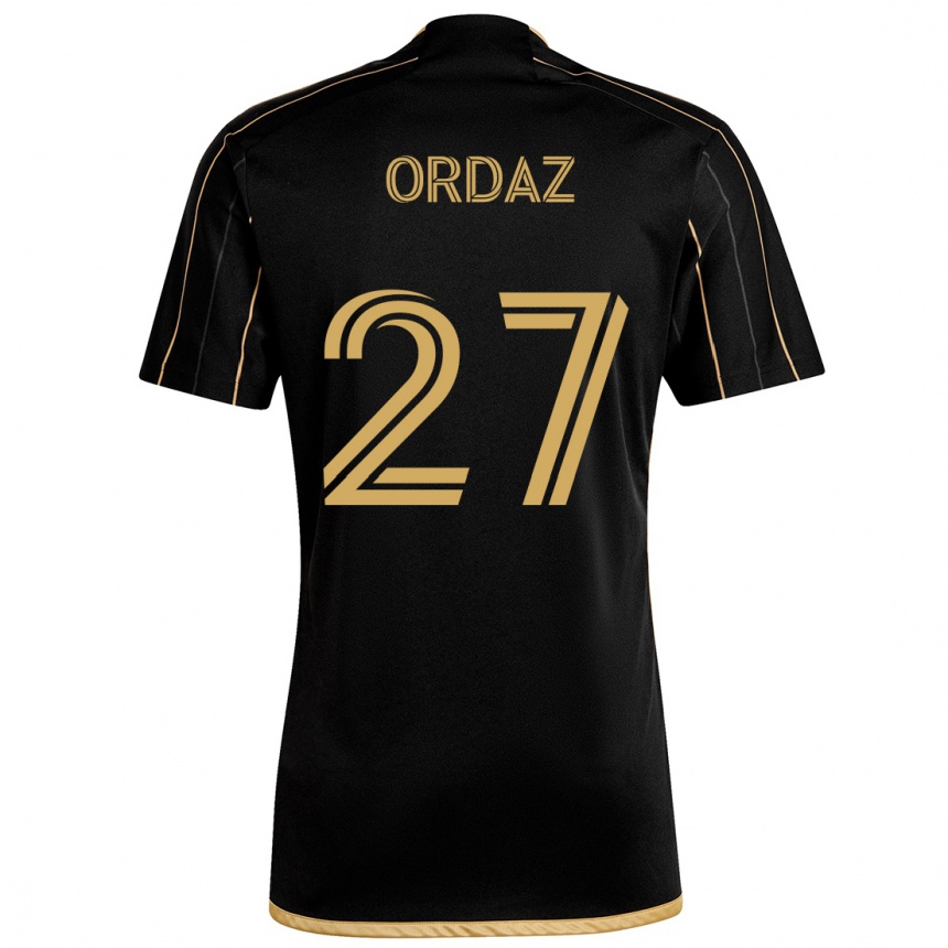 Niño Fútbol Camiseta Nathan Ordaz #27 Oro Negro 1ª Equipación 2024/25 Perú