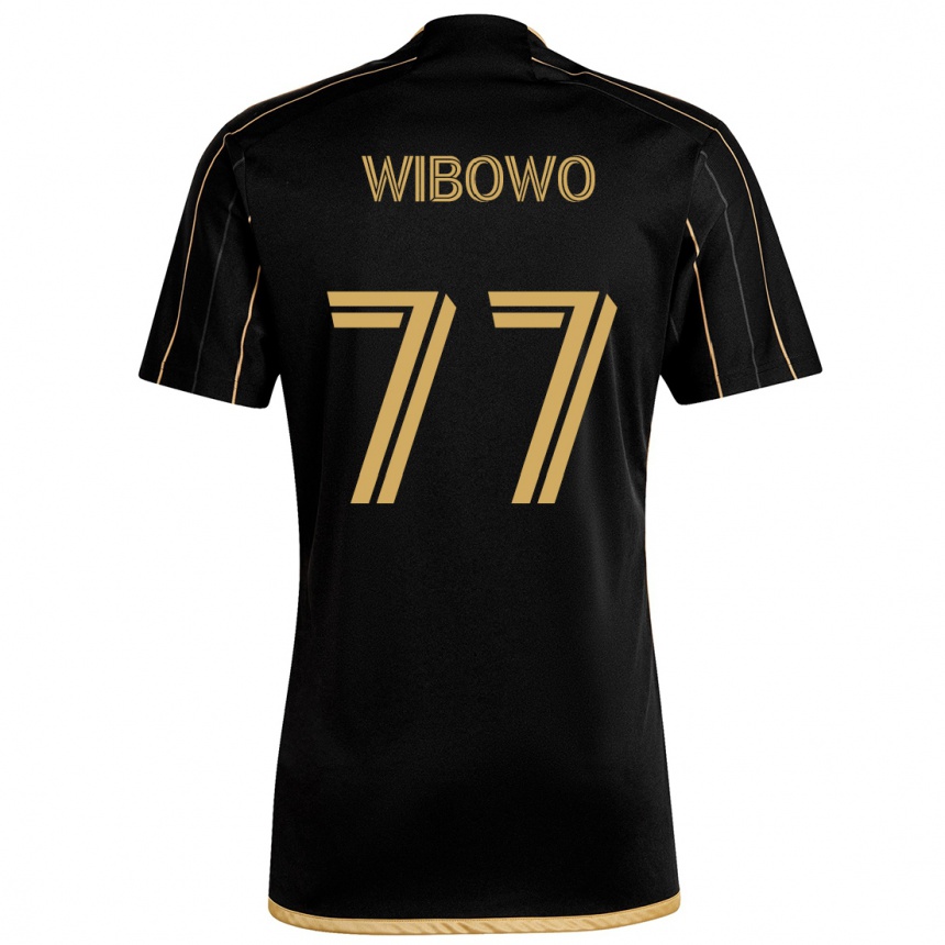 Niño Fútbol Camiseta Adrian Wibowo #77 Oro Negro 1ª Equipación 2024/25 Perú