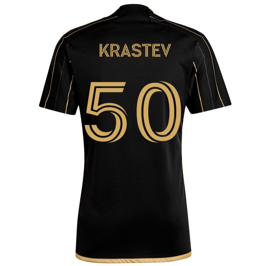 Niño Fútbol Camiseta Filip Krastev #50 Oro Negro 1ª Equipación 2024/25 Perú