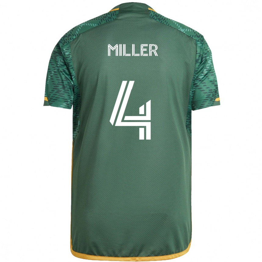 Niño Fútbol Camiseta Kamal Miller #4 Verde Naranja 1ª Equipación 2024/25 Perú