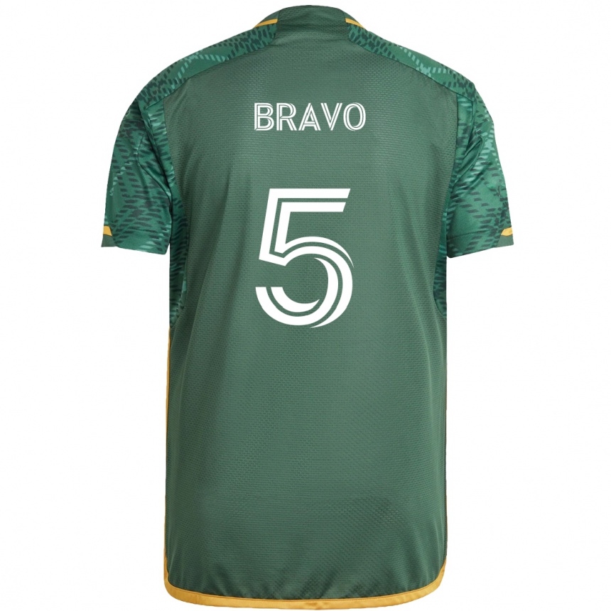 Niño Fútbol Camiseta Claudio Bravo #5 Verde Naranja 1ª Equipación 2024/25 Perú