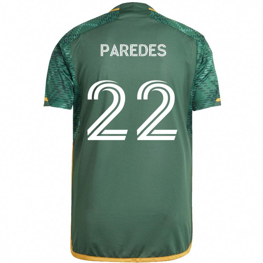 Niño Fútbol Camiseta Cristhian Paredes #22 Verde Naranja 1ª Equipación 2024/25 Perú