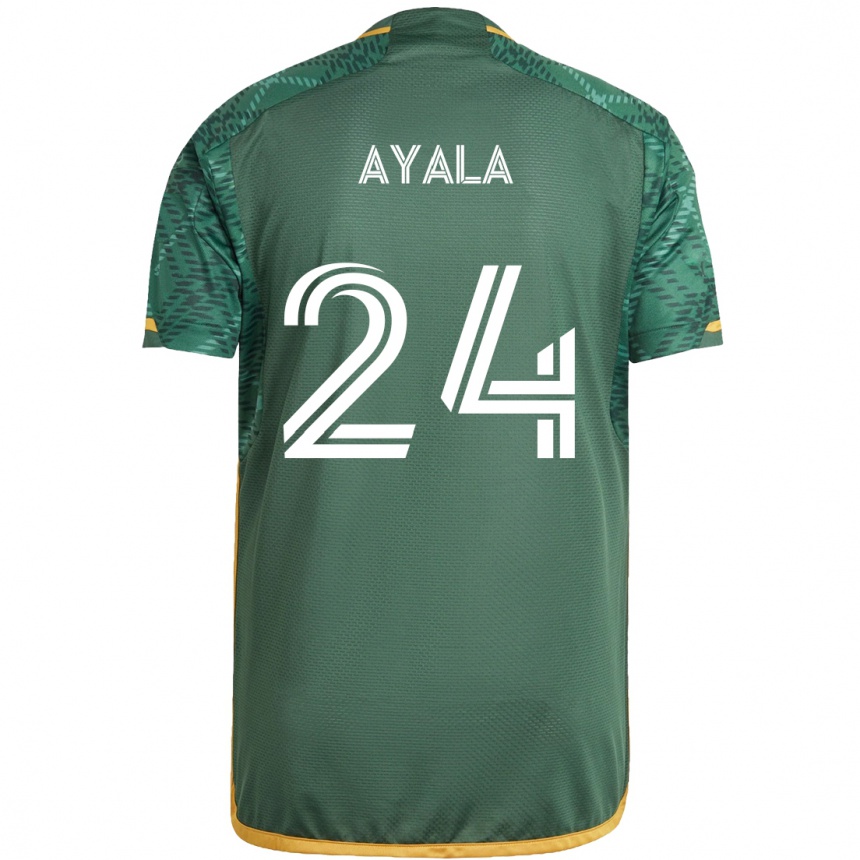 Niño Fútbol Camiseta David Ayala #24 Verde Naranja 1ª Equipación 2024/25 Perú