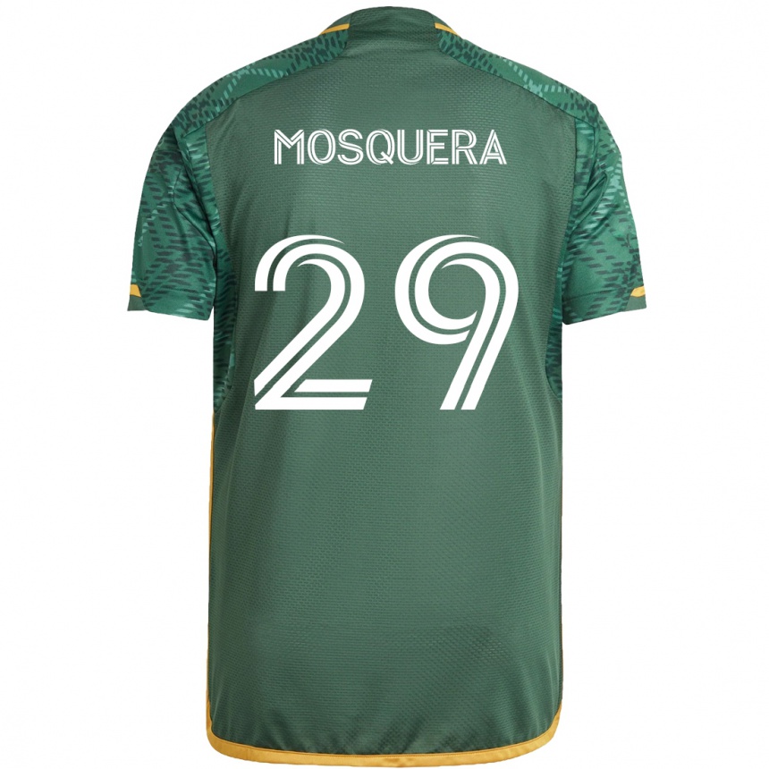 Niño Fútbol Camiseta Juan David Mosquera #29 Verde Naranja 1ª Equipación 2024/25 Perú