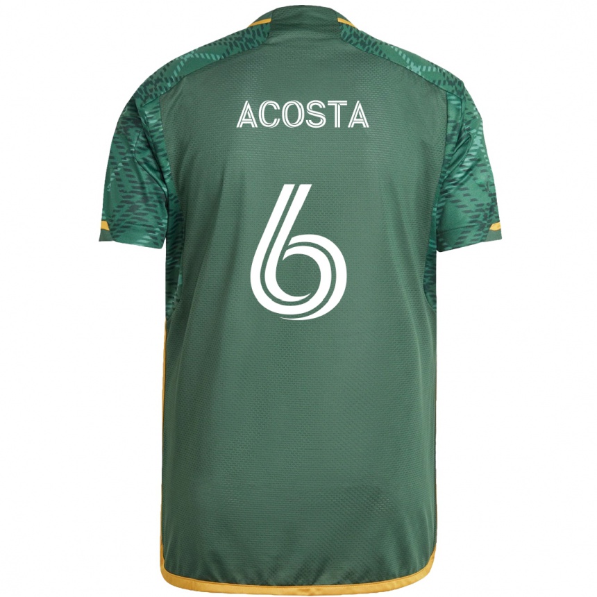 Niño Fútbol Camiseta Bryan Acosta #6 Verde Naranja 1ª Equipación 2024/25 Perú