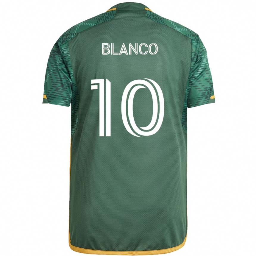 Niño Fútbol Camiseta Sebastián Blanco #10 Verde Naranja 1ª Equipación 2024/25 Perú