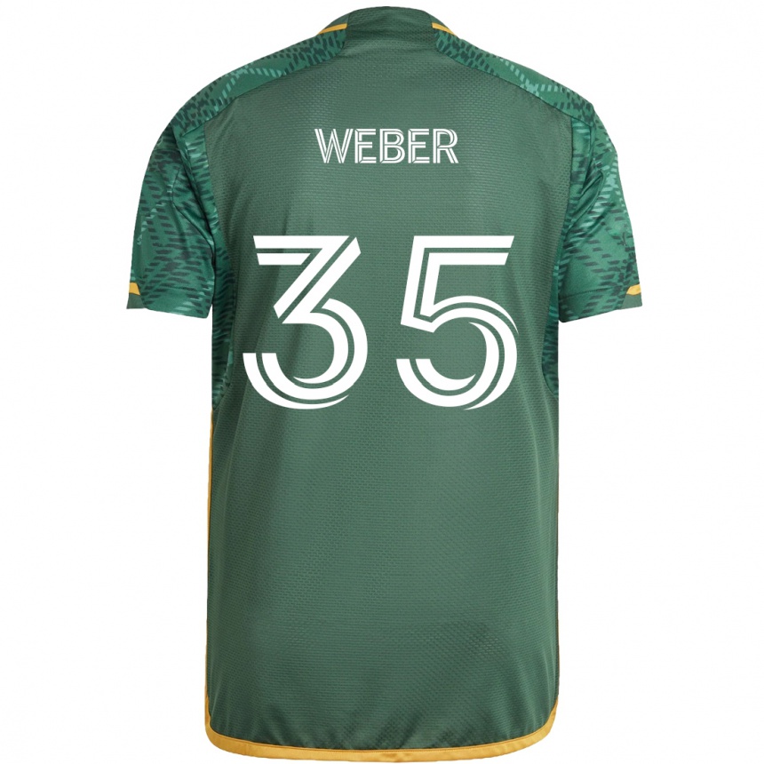 Niño Fútbol Camiseta Tristan Weber #35 Verde Naranja 1ª Equipación 2024/25 Perú