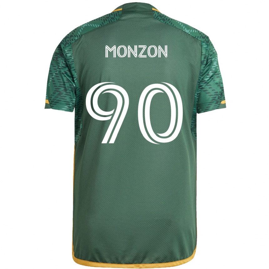 Niño Fútbol Camiseta Florián Monzón #90 Verde Naranja 1ª Equipación 2024/25 Perú