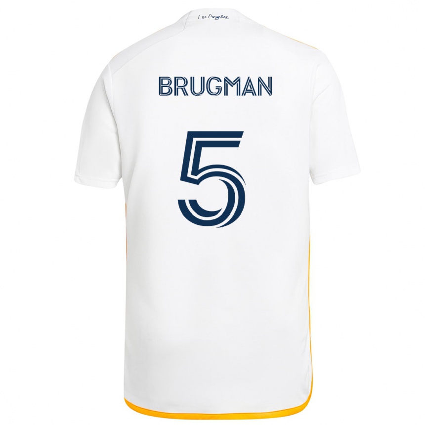 Niño Fútbol Camiseta Gastón Brugman #5 Blanco Amarillo 1ª Equipación 2024/25 Perú