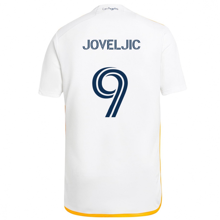 Niño Fútbol Camiseta Dejan Joveljic #9 Blanco Amarillo 1ª Equipación 2024/25 Perú