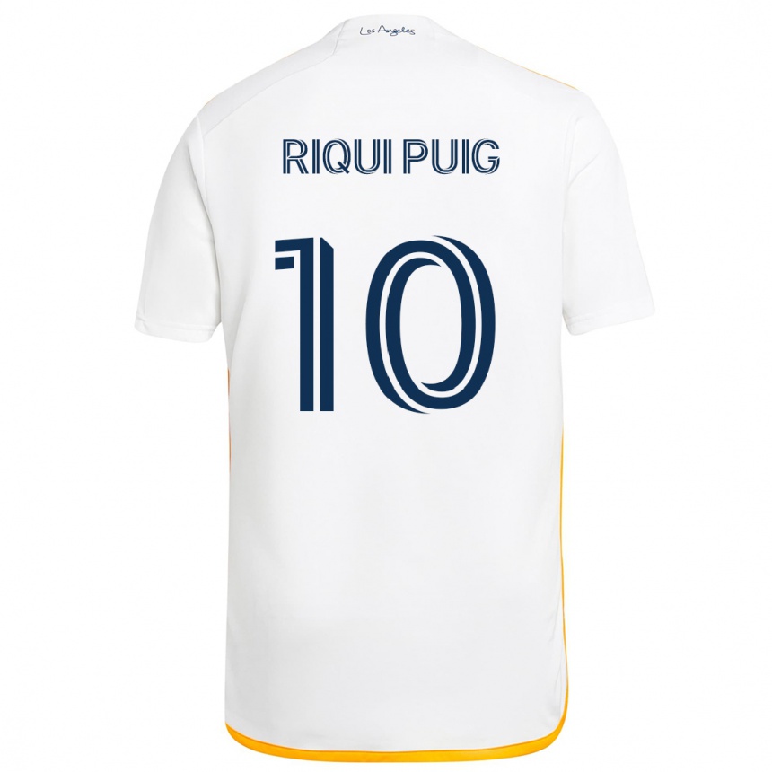 Niño Fútbol Camiseta Riqui Puig #10 Blanco Amarillo 1ª Equipación 2024/25 Perú