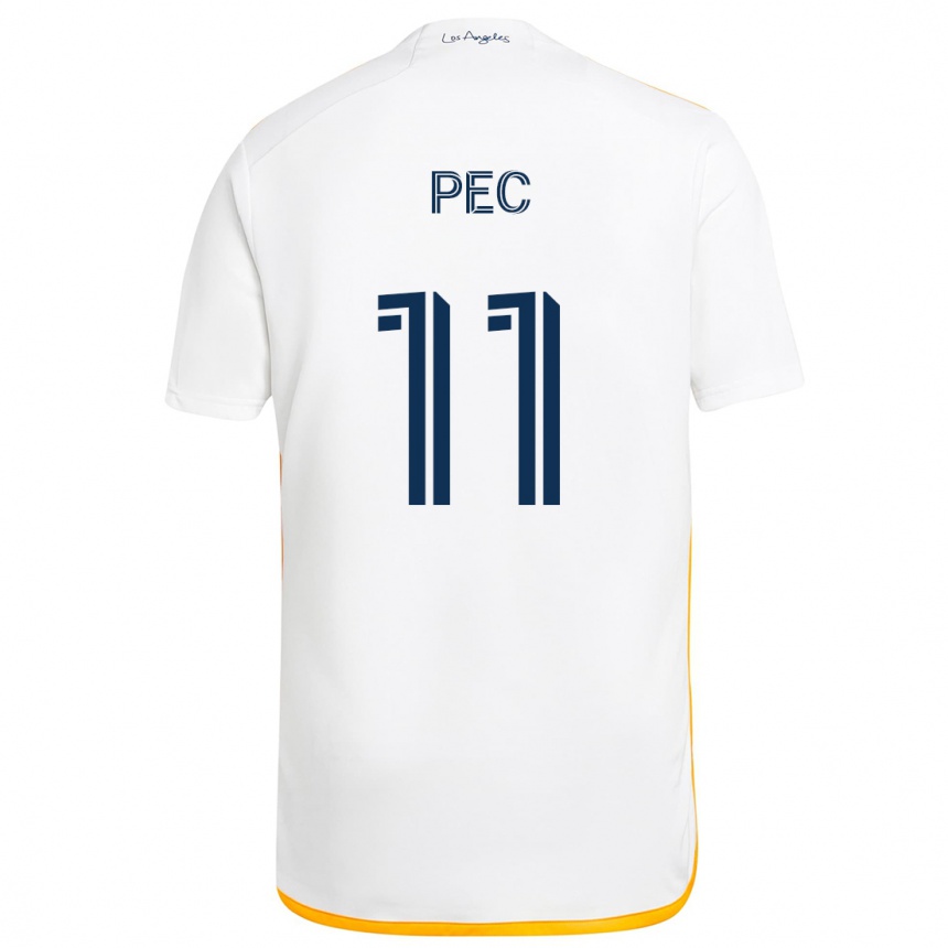 Niño Fútbol Camiseta Gabriel Pec #11 Blanco Amarillo 1ª Equipación 2024/25 Perú