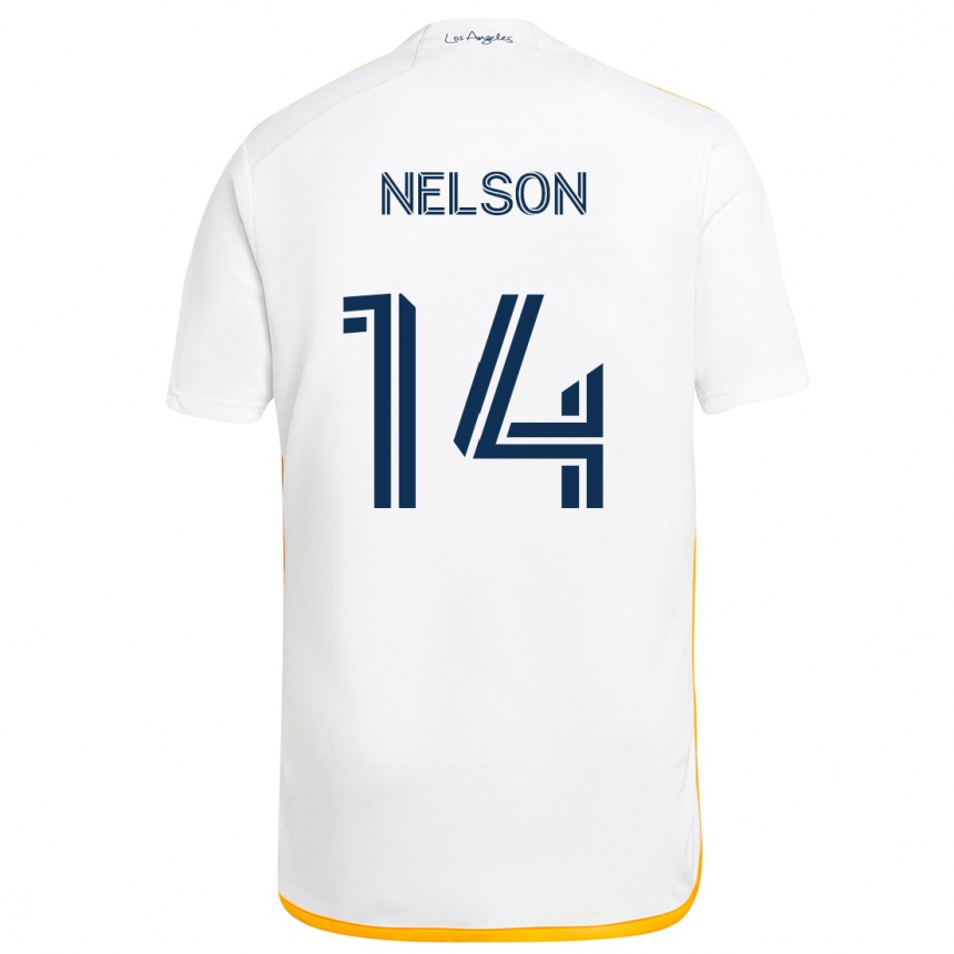 Niño Fútbol Camiseta John Nelson #14 Blanco Amarillo 1ª Equipación 2024/25 Perú