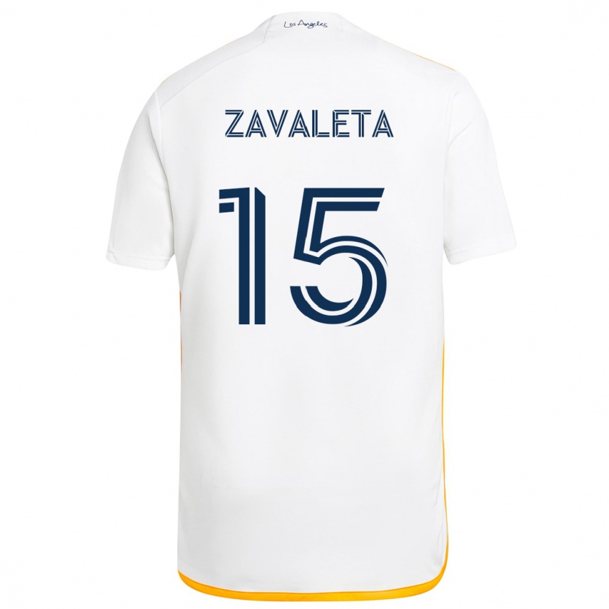 Niño Fútbol Camiseta Eriq Zavaleta #15 Blanco Amarillo 1ª Equipación 2024/25 Perú