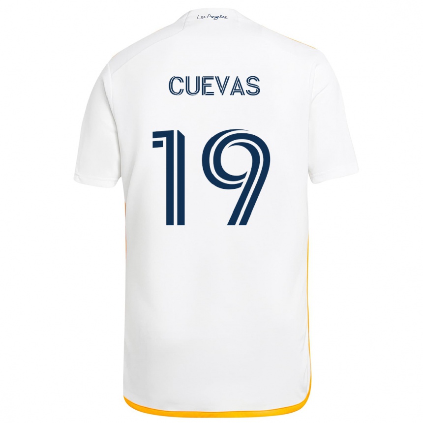 Niño Fútbol Camiseta Mauricio Cuevas #19 Blanco Amarillo 1ª Equipación 2024/25 Perú