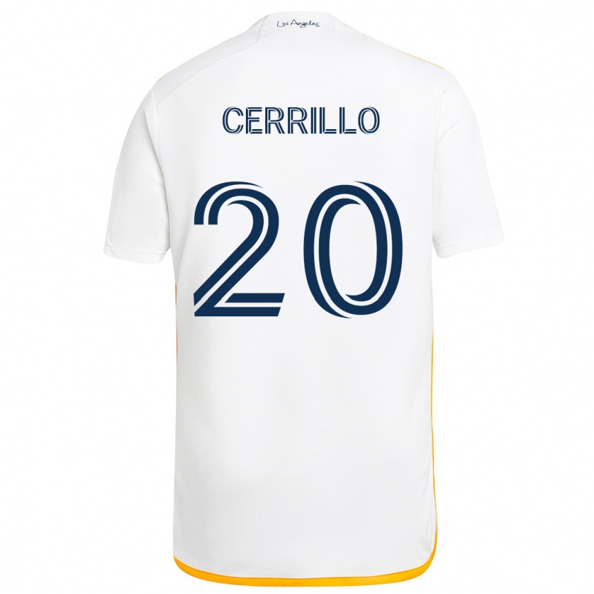 Niño Fútbol Camiseta Edwin Cerrillo #20 Blanco Amarillo 1ª Equipación 2024/25 Perú