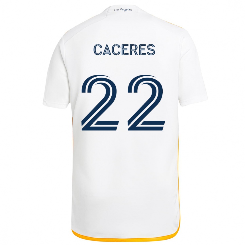 Niño Fútbol Camiseta Martín Cáceres #22 Blanco Amarillo 1ª Equipación 2024/25 Perú