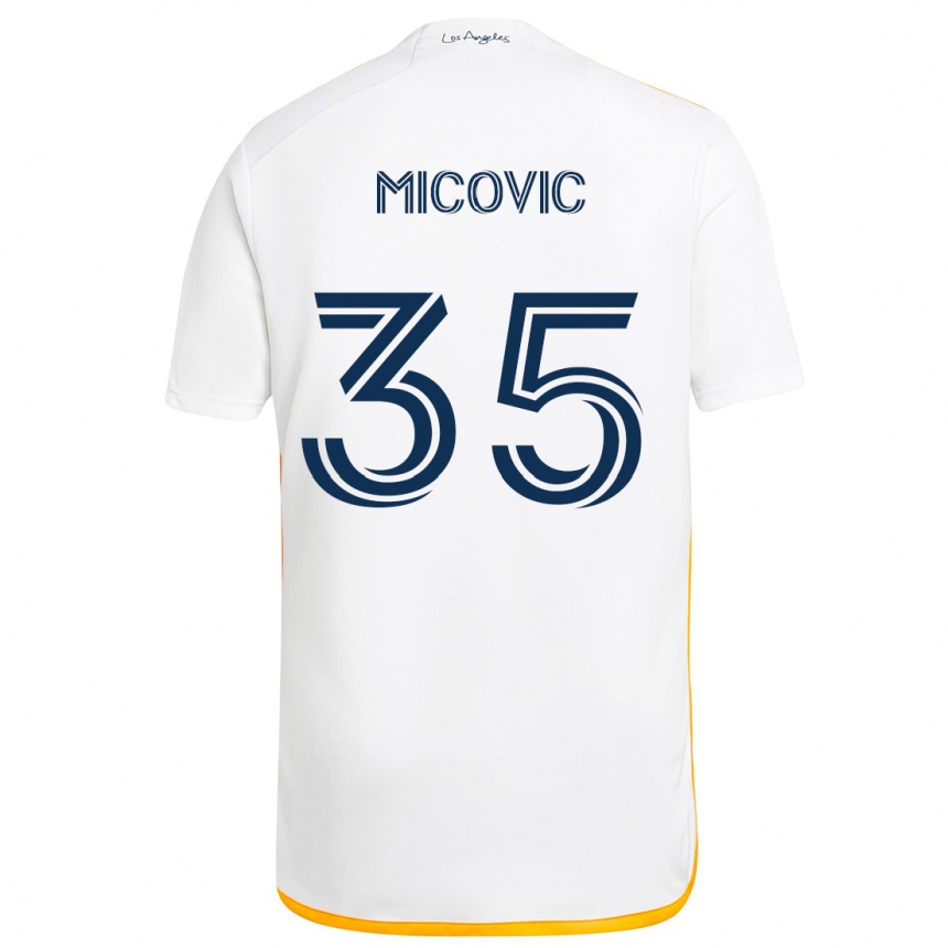 Niño Fútbol Camiseta Novak Micovic #35 Blanco Amarillo 1ª Equipación 2024/25 Perú