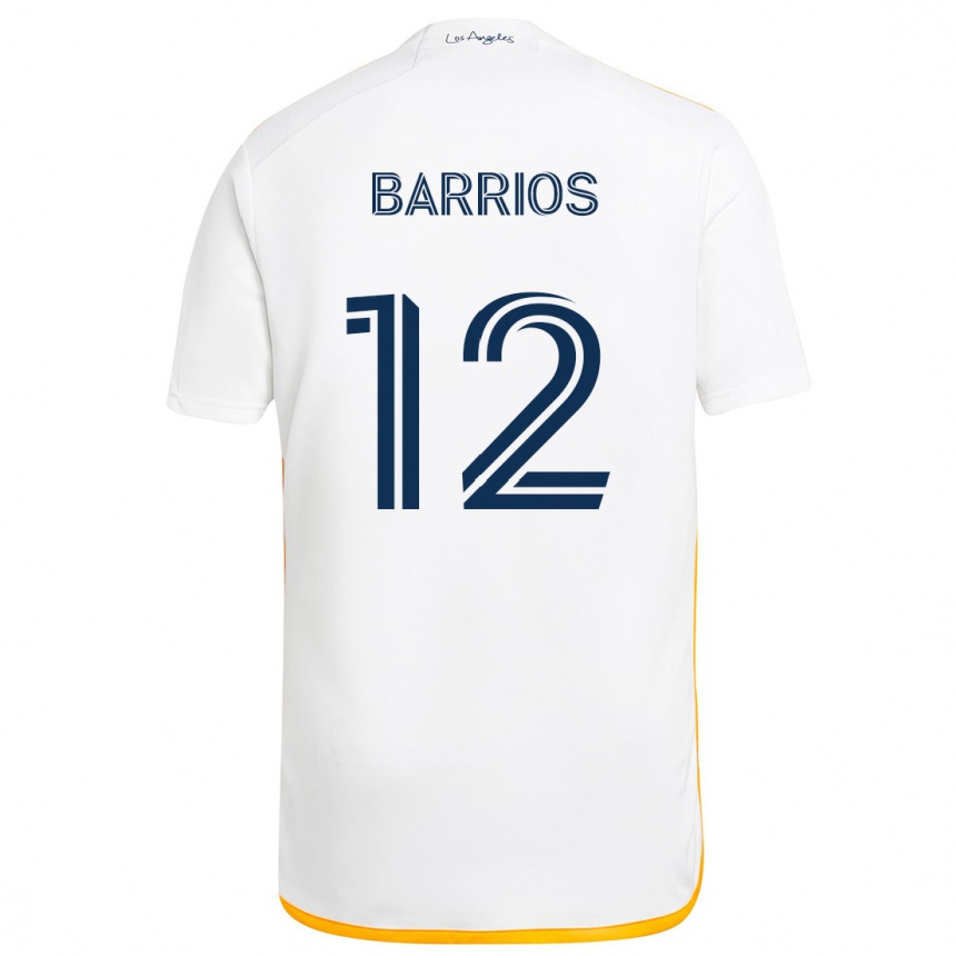 Niño Fútbol Camiseta Michael Barrios #12 Blanco Amarillo 1ª Equipación 2024/25 Perú