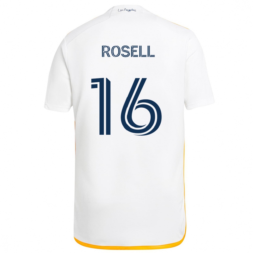 Niño Fútbol Camiseta Uri Rosell #16 Blanco Amarillo 1ª Equipación 2024/25 Perú