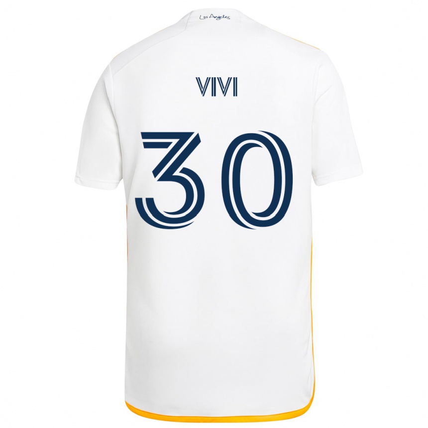 Niño Fútbol Camiseta Gino Vivi #30 Blanco Amarillo 1ª Equipación 2024/25 Perú