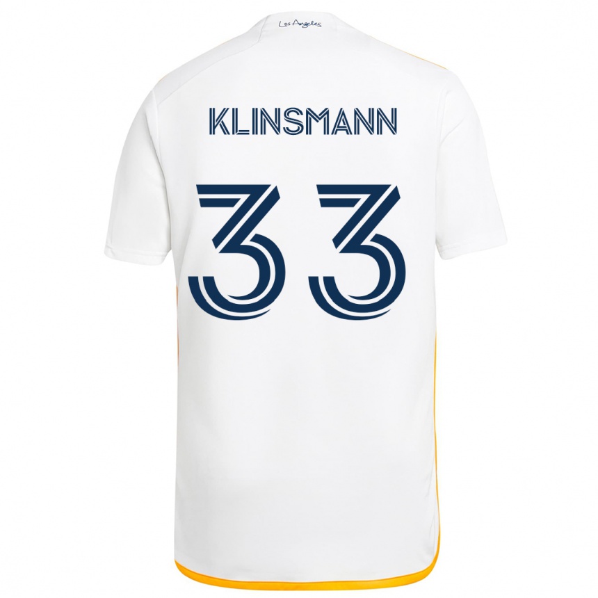 Niño Fútbol Camiseta Jonathan Klinsmann #33 Blanco Amarillo 1ª Equipación 2024/25 Perú