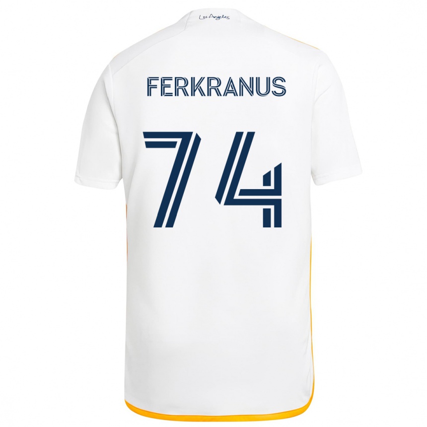 Niño Fútbol Camiseta Marcus Ferkranus #74 Blanco Amarillo 1ª Equipación 2024/25 Perú