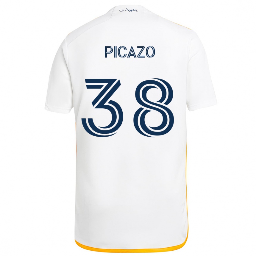 Niño Fútbol Camiseta Axel Picazo #38 Blanco Amarillo 1ª Equipación 2024/25 Perú