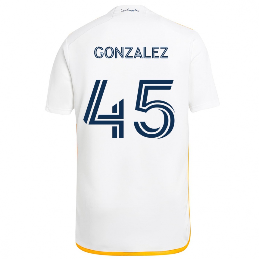 Niño Fútbol Camiseta Adrián González #45 Blanco Amarillo 1ª Equipación 2024/25 Perú