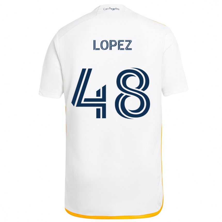 Niño Fútbol Camiseta Diego López #48 Blanco Amarillo 1ª Equipación 2024/25 Perú